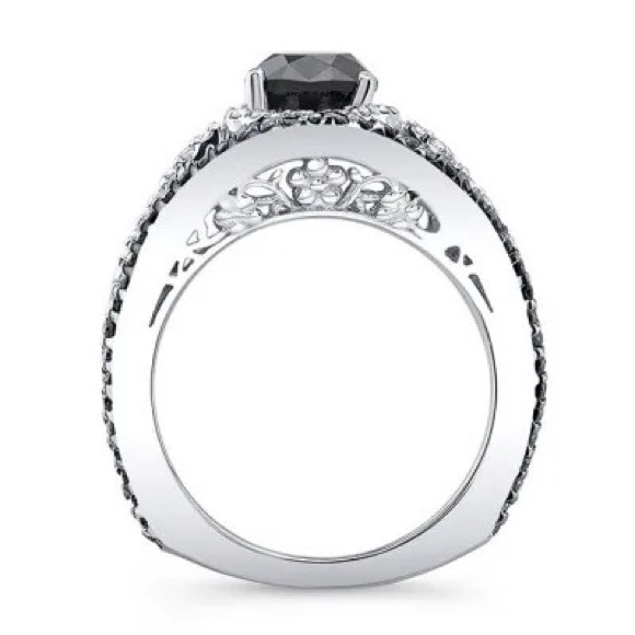 New Women’s 925 Silver Round Cut Black Sapphire Ring - Picture 3 of 4